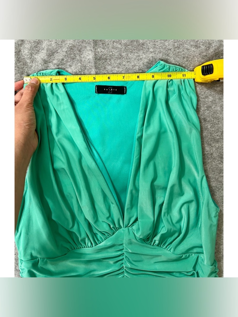 21 Saints sleeveless ruched v-neck tank top aquamarine US Women’s Large L - Picture 4 of 8